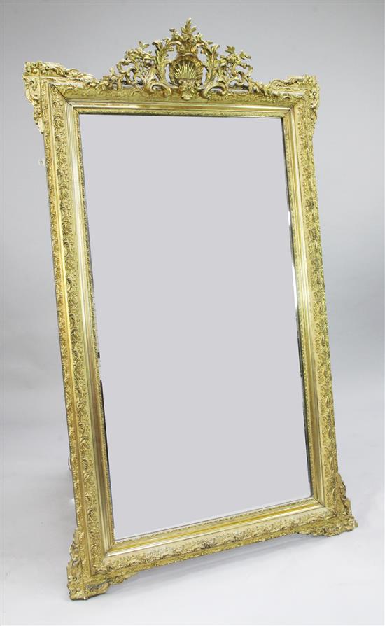 A large rectangular gilt gesso wall mirror, 3ft 4in. x 5ft 8.5in.